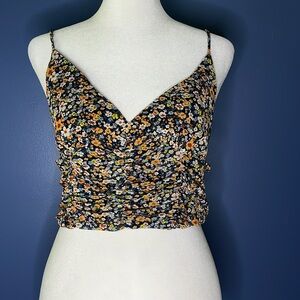 Urban Outfitters- junior bralette top, soft mesh with tiny floral print, petite